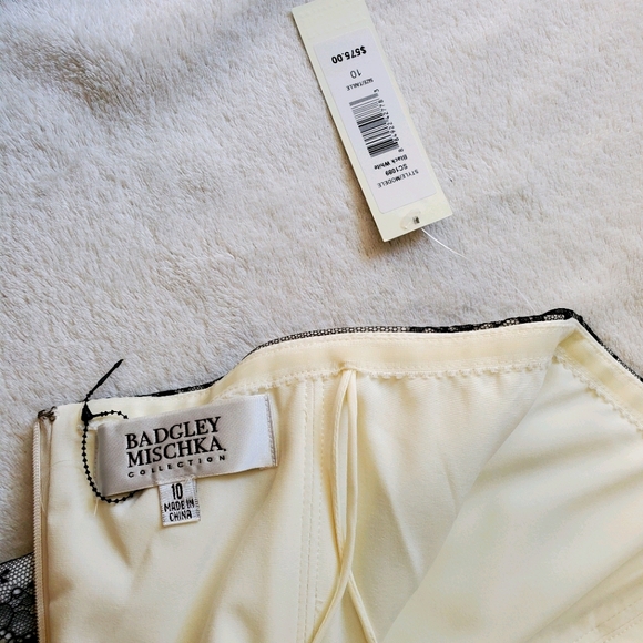Badgley Mischka Strapless Cocktail Blk&White Sz10 - Picture 4 of 5